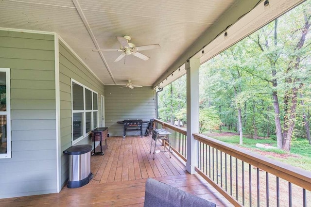 deck featuring ceiling fan