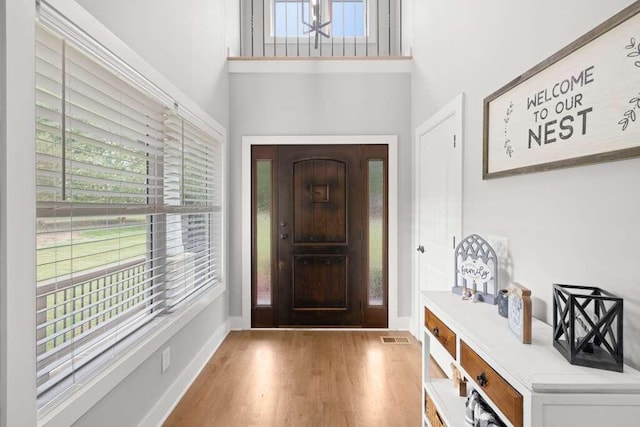 foyer entrance featuring light hardwood / wood-style floors