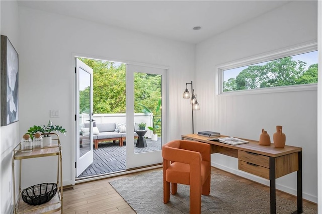 office with wood finished floors