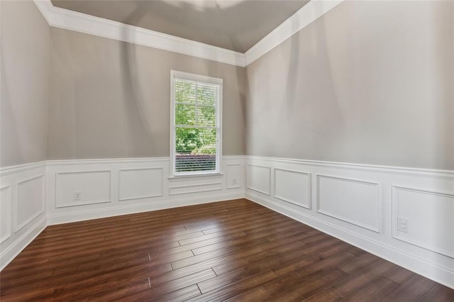 2040 Birchdale Dr, Milton, GA 30004 - unfurnished room featuring crown molding, a wainscoted wall, and dark wood finished floors