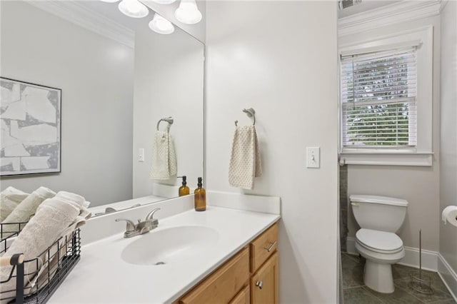 47 Oakridge Ave SE, Atlanta, GA 30317 - bathroom with vanity, ornamental molding, and tile patterned floors