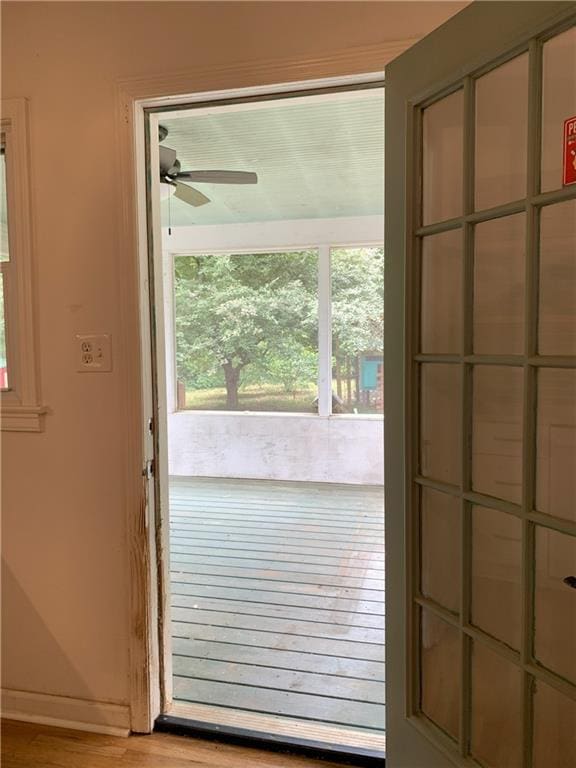3604 Orchard Cir, Decatur, GA 30032 - entryway with a ceiling fan and light wood-style flooring