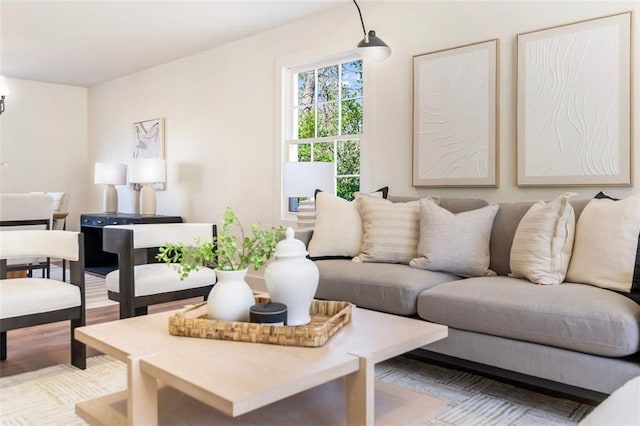 living area featuring light wood-style floors