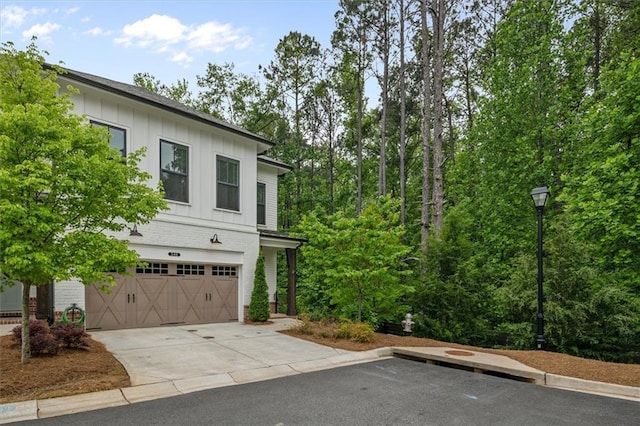 exterior space featuring a garage