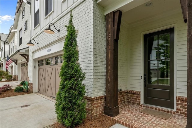 property entrance featuring a garage