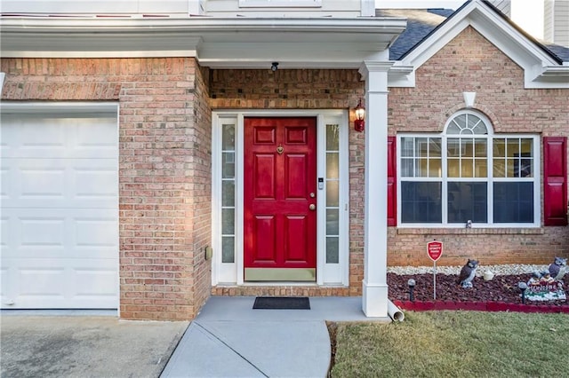 property entrance featuring a garage