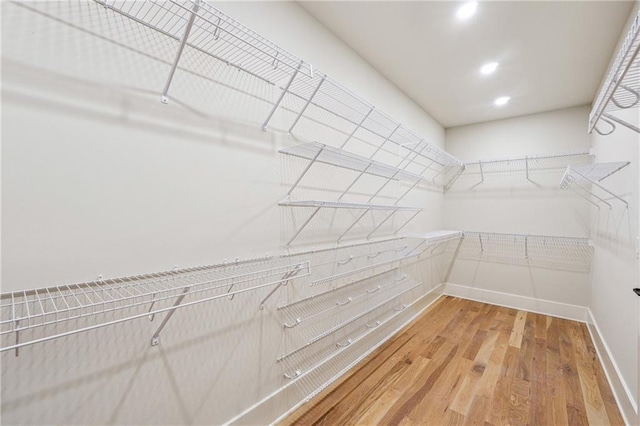 walk in closet featuring wood-type flooring