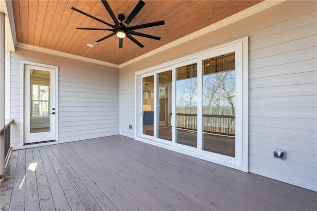 deck featuring ceiling fan