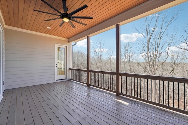 deck featuring ceiling fan