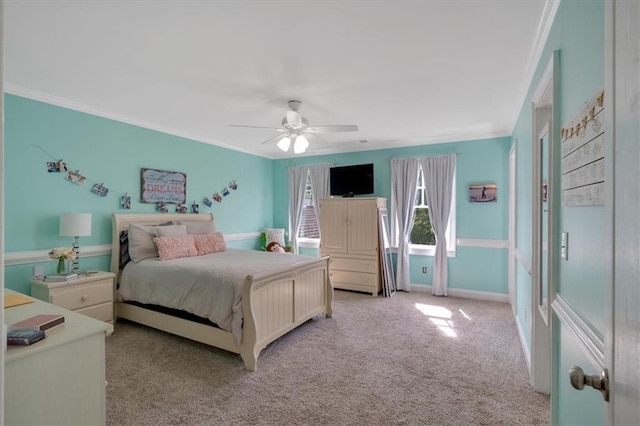 87 Washington Blvd, Dallas, GA 30132 - bedroom with ornamental molding, light carpet, and a ceiling fan