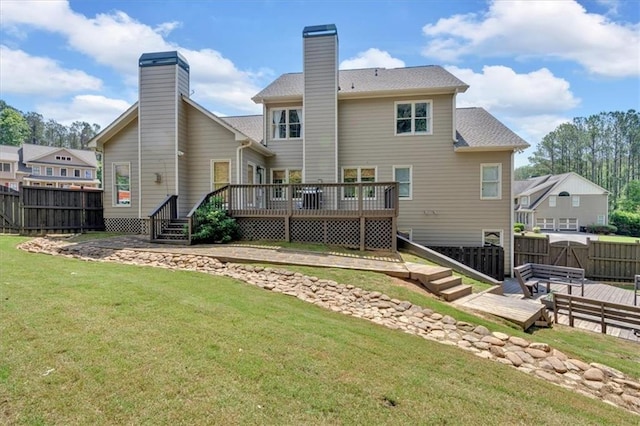 87 Washington Blvd, Dallas, GA 30132 - back of property featuring a wooden deck and a chimney