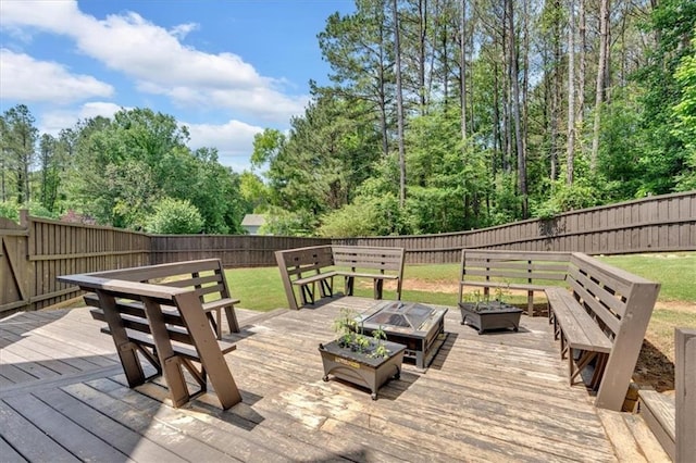 87 Washington Blvd, Dallas, GA 30132 - deck featuring a fire pit and a fenced backyard