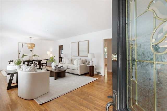 living room featuring light hardwood / wood-style floors