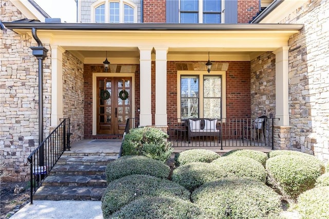 5352 Lacosta Ln, Alpharetta, GA 30022 - property entrance featuring a porch and french doors