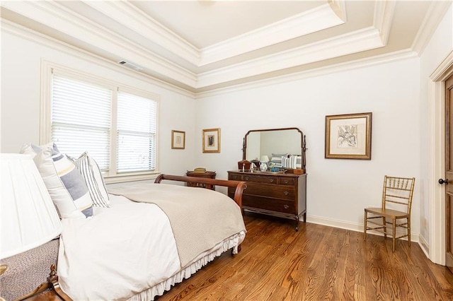 5352 Lacosta Ln, Alpharetta, GA 30022 - bedroom with a raised ceiling, ornamental molding, and wood finished floors