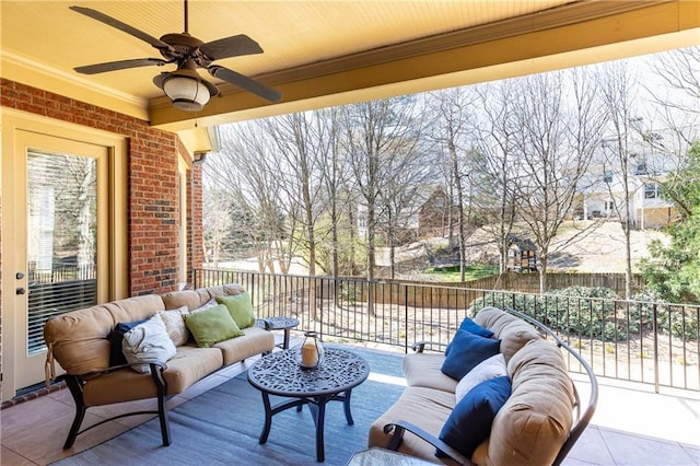 5352 Lacosta Ln, Alpharetta, GA 30022 - view of patio with an outdoor hangout area and ceiling fan