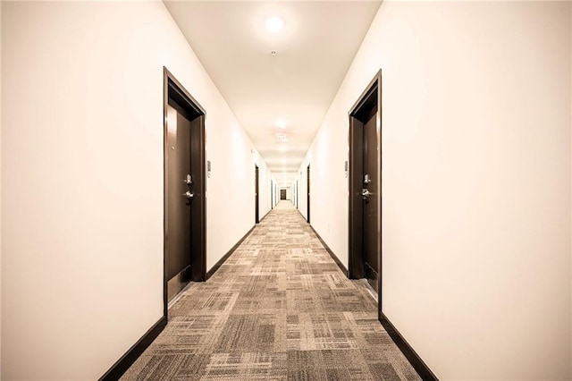 corridor featuring light carpet