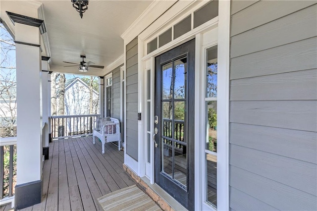 deck with covered porch