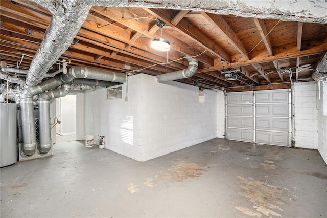 garage featuring gas water heater