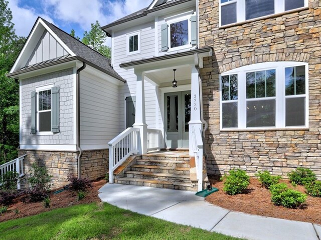 3730 Reserve Overlook Way, Cumming, GA 30041 - property entrance featuring stone siding