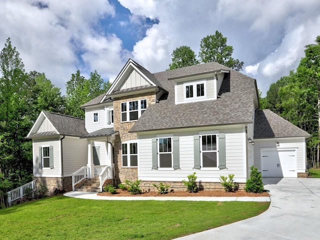 3730 Reserve Overlook Way, Cumming, GA 30041 - craftsman-style house with a standing seam roof, an attached garage, concrete driveway, and roof with shingles