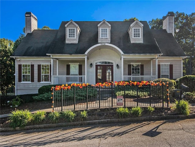 cape cod house with covered porch