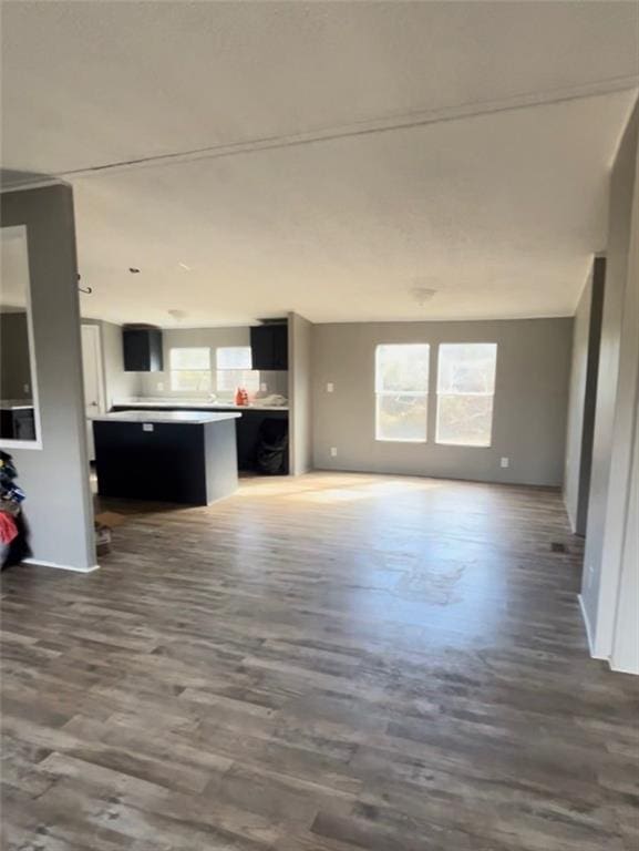 unfurnished living room with dark hardwood / wood-style floors