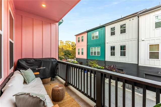 balcony featuring area for grilling