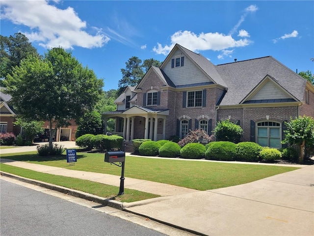 1758 Rosehedge Way NW, Kennesaw, GA 30152 - view of front of home with brick siding, a front lawn, and roof with shingles