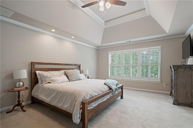 1758 Rosehedge Way NW, Kennesaw, GA 30152 - bedroom featuring a raised ceiling, light colored carpet, ornamental molding, baseboards, and recessed lighting