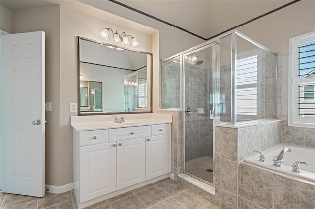 1758 Rosehedge Way NW, Kennesaw, GA 30152 - full bath with vanity, a garden tub, a stall shower, and tile patterned flooring