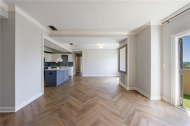 2161 Peachtree Rd NE Unit 907, Atlanta, GA 30309 - unfurnished living room featuring baseboards and crown molding