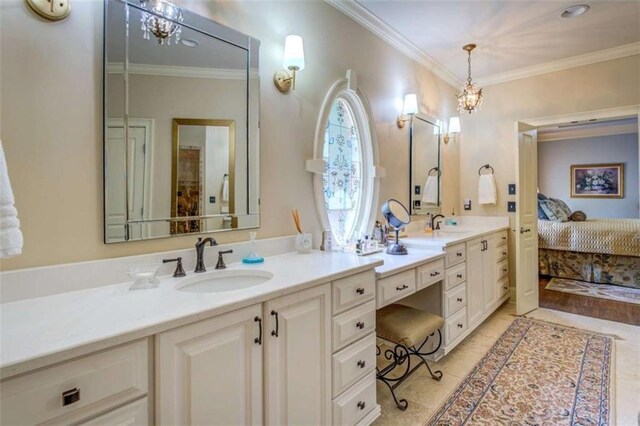 95 Weslyan Way, Oxford, GA 30054 - bathroom with double vanity, crown molding, and connected bathroom