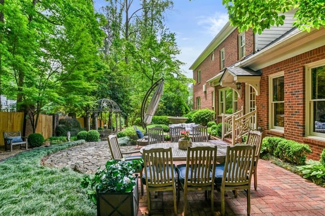 view of patio featuring fence