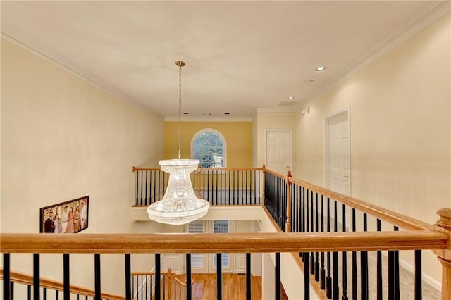 3565 Hickory Branch Trl, Suwanee, GA 30024 - corridor with crown molding, baseboards, and recessed lighting