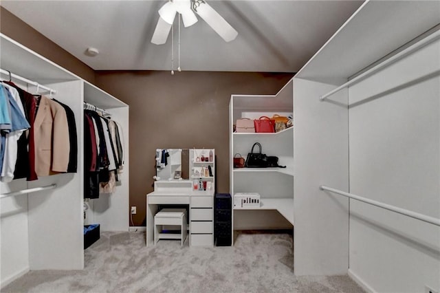 3565 Hickory Branch Trl, Suwanee, GA 30024 - walk in closet featuring a ceiling fan and carpet floors