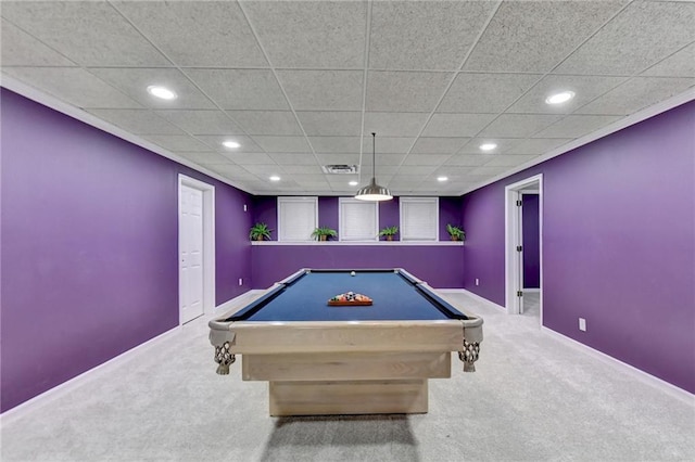 3565 Hickory Branch Trl, Suwanee, GA 30024 - game room featuring carpet, recessed lighting, baseboards, and pool table