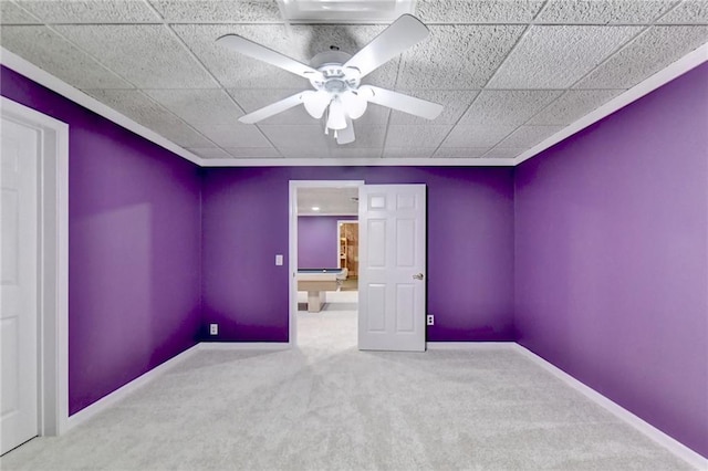 3565 Hickory Branch Trl, Suwanee, GA 30024 - empty room featuring ceiling fan, carpet floors, billiards table, and baseboards