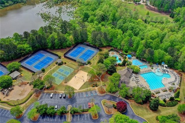 3565 Hickory Branch Trl, Suwanee, GA 30024 - aerial view of a pool area and a nearby body of water