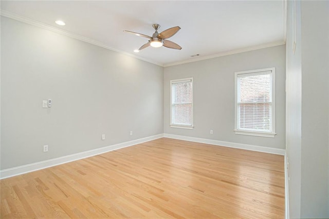 5575 Julian Pl, Atlanta, GA 30342 - spare room featuring ceiling fan, light wood finished floors, ornamental molding, and recessed lighting