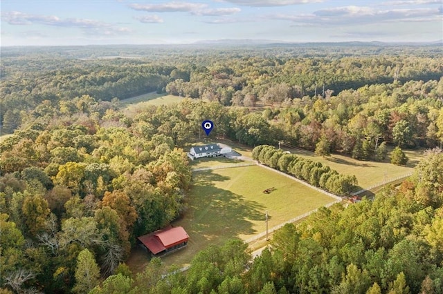 aerial view with a wooded view