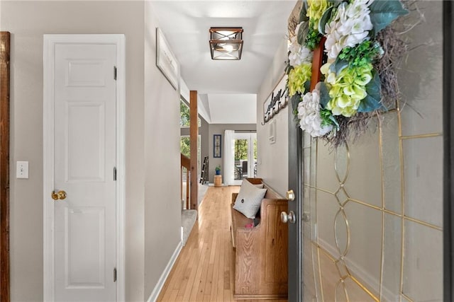 hall featuring light hardwood / wood-style flooring