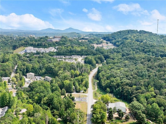 bird's eye view with a mountain view