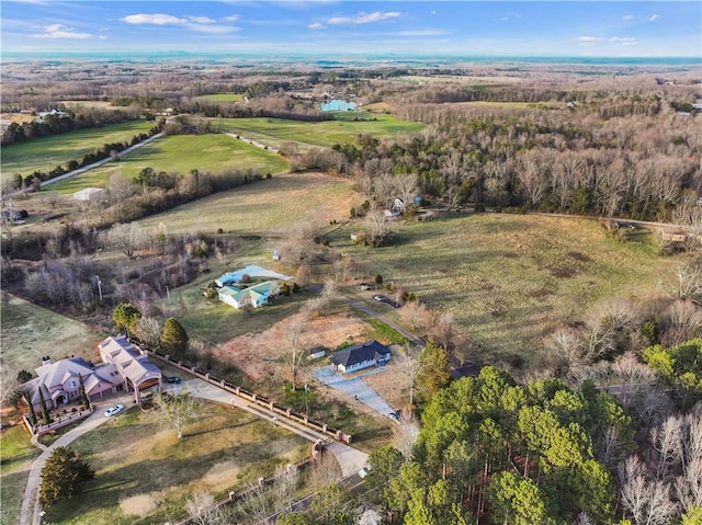 drone / aerial view with a rural view