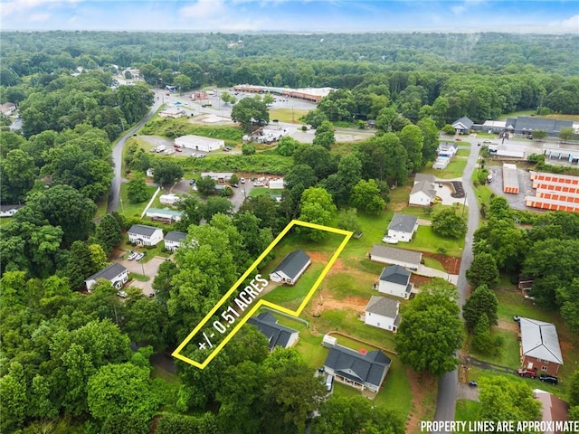 1672 Meadow Lark Ln, Gainesville, GA 30501 - aerial view of property's location with property boundaries highlighted and a heavily wooded area