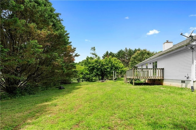 6752 Stringer Rd, Clermont, GA 30527 - view of green lawn with a deck