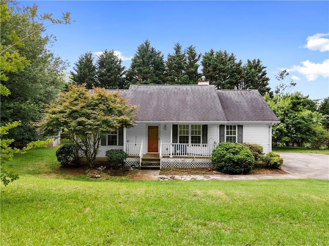 6752 Stringer Rd, Clermont, GA 30527 - view of front of house featuring a porch, a front yard, and a chimney