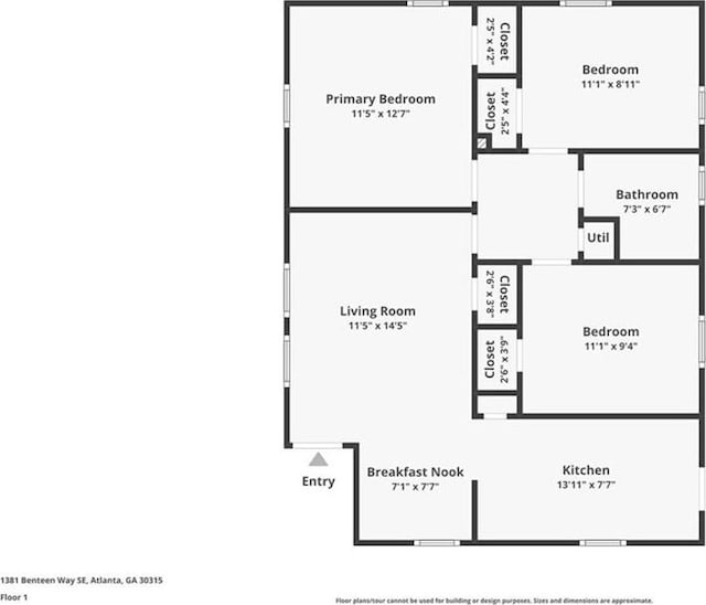 1381 Benteen Way SE, Atlanta, GA 30315 - property floor plan