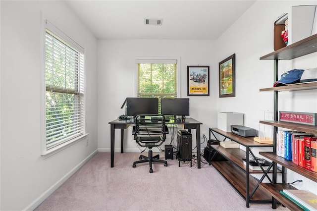 office space with light carpet