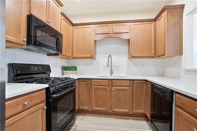 4130 Stonecypher Rd, Suwanee, GA 30024 - kitchen with black appliances, backsplash, and light countertops